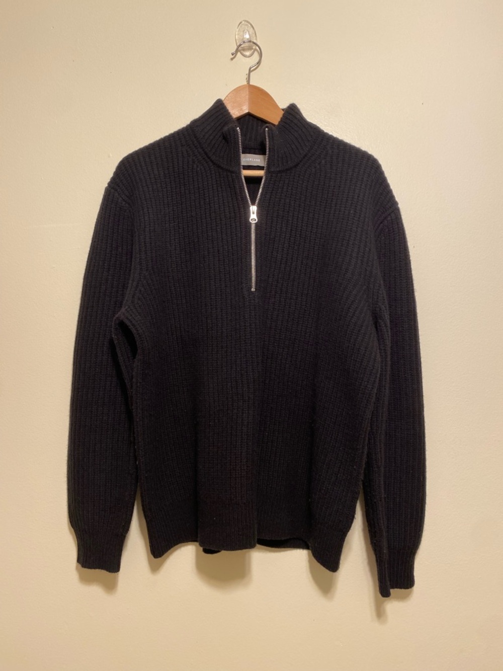 Everlane Wool  Men's Black Half-Zip Pullover Sweater. Size M